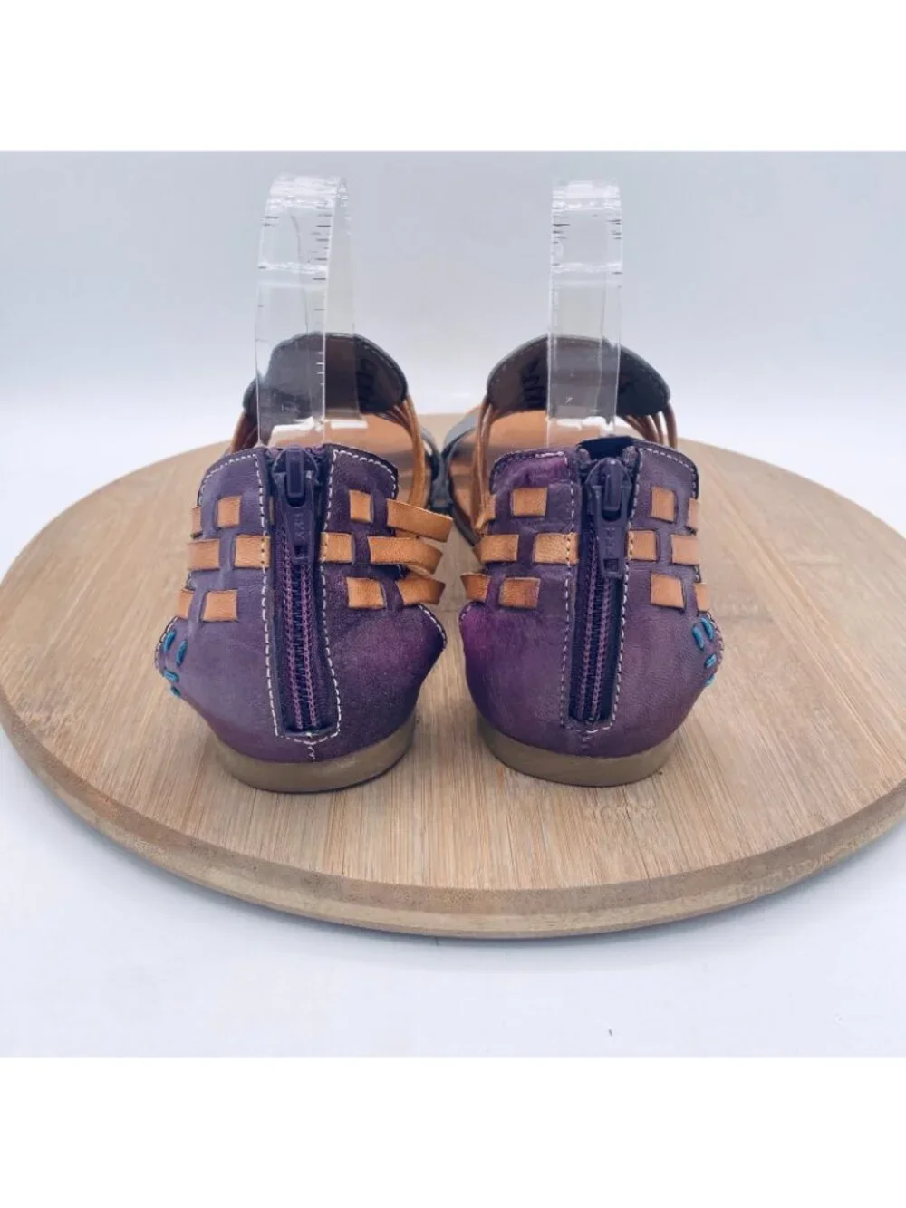 Bed|Stu ROAN Sandals Womens 8 38 Multicolor Leather Clarise Gladiator Flats Peep